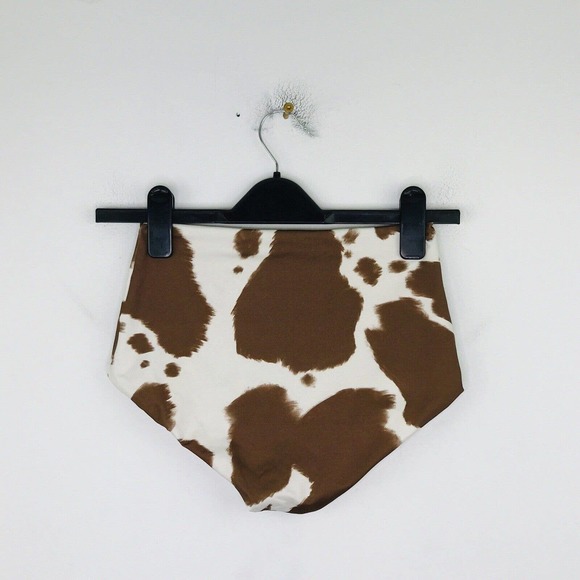 Kitty and Vibe Women's S1 0-00 Bikini Bottom Cow Print Brown White AK39 - Picture 4 of 4